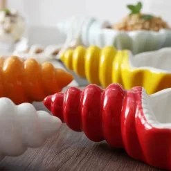 Weißes Conch-Teller-Set – elegantes Porzellangeschirr für Snacks und Desserts