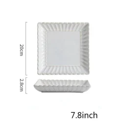 Weißes Esstellerset aus Keramik - Geschirr der japanischen Serie