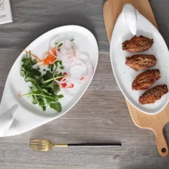 Weißes Keramikteller-Set mit Ente – dekoratives Geschirr