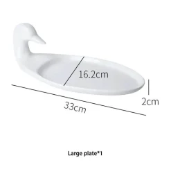 Weißes Keramikteller-Set mit Ente – dekoratives Serviergeschirr