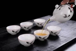 Weißes, mattes Teekannen-Set aus Keramik – Teegeschirr-Wasserkocher für Tee und Kaffee