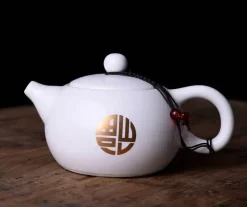 Weißes, mattes Teekannen-Set aus Keramik – Teegeschirr-Wasserkocher für Tee und Kaffee