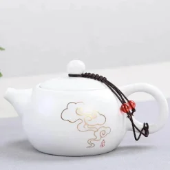 Weißes, mattes Teekannen-Set aus Keramik – Teegeschirr-Wasserkocher für Tee und Kaffee