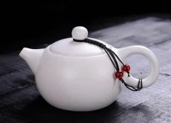 Weißes, mattes Teekannen-Set aus Keramik – Teegeschirr-Wasserkocher für Tee und Kaffee