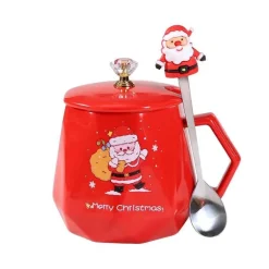 Weihnachtliches Keramiktassen-Set mit Weihnachtsmann- und Elch-Motiv