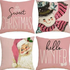 Weihnachtskissenbezug - Weihnachtsmann und Schneemann - Weihnachtsdekor