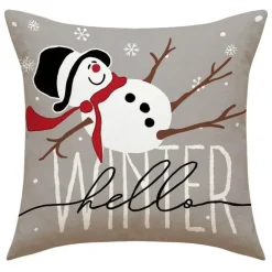 Weihnachtskissenbezug - Weihnachtsmann und Schneemann - Weihnachtsdekor