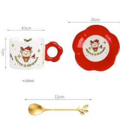 Weihnachtsmann-Teeservice aus Keramik mit festlichem Kaffeetassenlöffel