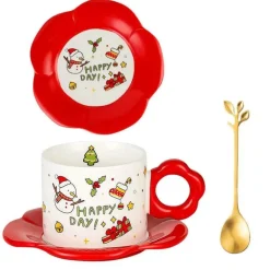 Weihnachtsmann-Teeservice aus Keramik mit festlichem Kaffeetassenlöffel
