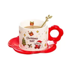 Weihnachtsmann-Teeservice aus Keramik mit festlichem Kaffeetassenlöffel