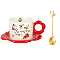 Weihnachtsmann-Teeservice aus Keramik mit festlichem Kaffeetassenlöffel