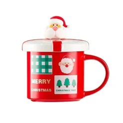 Weihnachtstasse aus Keramik mit Deckellöffel – festliche Weihnachtsgeschenktasse