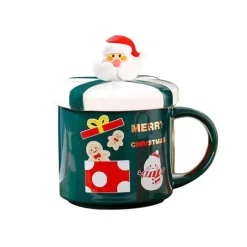 Weihnachtstasse aus Keramik mit Deckellöffel – festliche Weihnachtsgeschenktasse