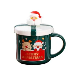 Weihnachtstasse aus Keramik mit Deckellöffel – festliche Weihnachtsgeschenktasse
