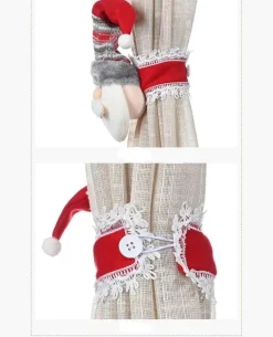 Weihnachtsvorhanghalter - Weihnachtsmann-Elch-Fensterdeko