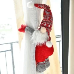 Weihnachtsvorhanghalter - Weihnachtsmann-Elch-Fensterdeko