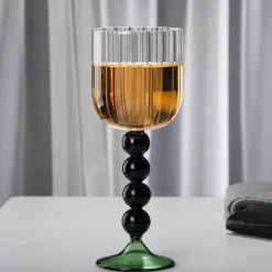 Weinglas im Retro-Look, hitzebeständig, 345 ml, Twister-Stiel