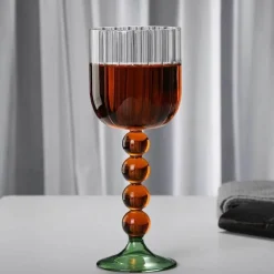 Weinglas im Retro-Look, hitzebeständig, 345 ml, Twister-Stiel