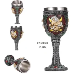 Weinglas mit gotischem Totenkopfmotiv, 200 ml, Cocktail-Trinkgefäß aus Kunstharz