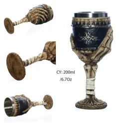 Weinglas mit gotischem Totenkopfmotiv, 200 ml, Cocktail-Trinkgefäß aus Kunstharz