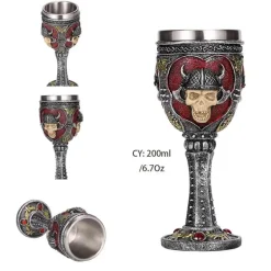 Weinglas mit gotischem Totenkopfmotiv, 200 ml, Cocktail-Trinkgefäß aus Kunstharz