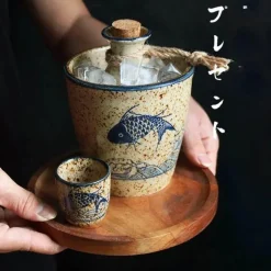 Weinspender-Set aus Keramik – kleiner Glaskrug