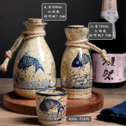 Weinspender-Set aus Keramik – kleiner Glaskrug