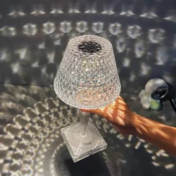 Wiederaufladbare Kristall-Tischlampe – Glühlampe im Diamant-Design