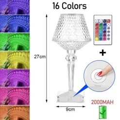 Wiederaufladbare Kristall-Tischlampe – Glühlampe im Diamant-Design