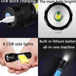 Wiederaufladbare Mini-Taktiktaschenlampe - Tragbares Campinglicht