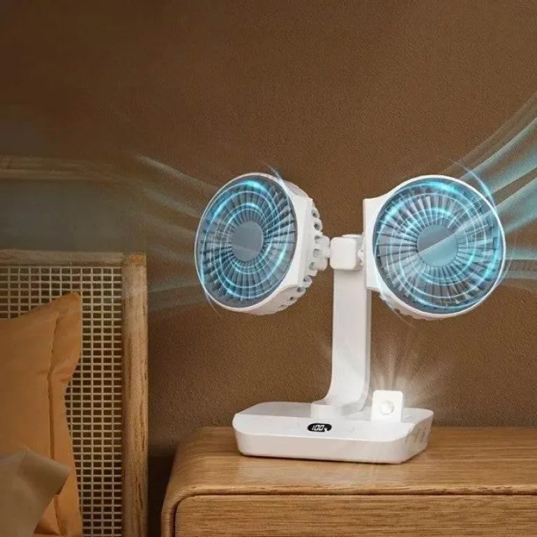 Wiederaufladbarer Campingventilator – Leichter Outdoor-Kühler mit zwei Flügeln