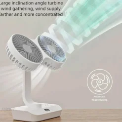 Wiederaufladbarer Campingventilator – Leichter Outdoor-Kühler mit zwei Flügeln