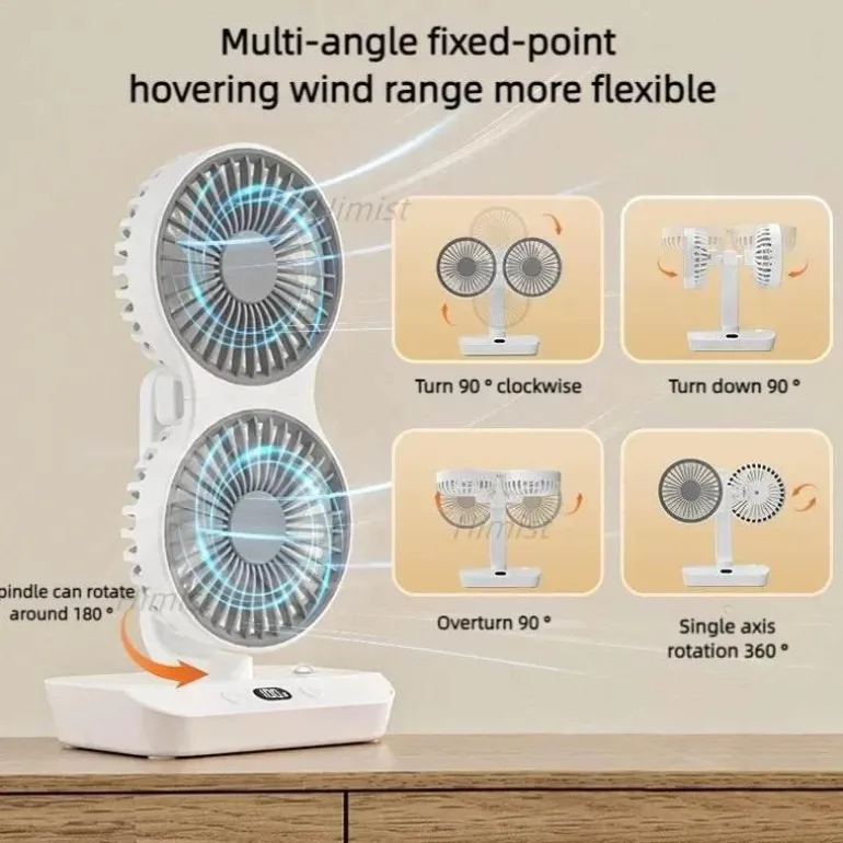 Wiederaufladbarer Campingventilator – Leichter Outdoor-Kühler mit zwei Flügeln