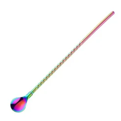 Wiederverwendbarer Löffelstrohhalm mit langem Griff – umweltfreundlicher Trinkhalm