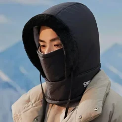 Winddichte, isolierte Gesichtsbedeckung mit Kapuze für den Winter – warmer Schutz
