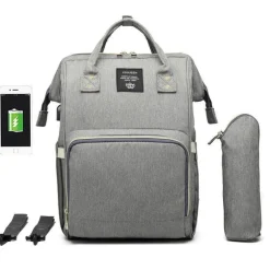 Windelrucksack für Mütter und Babys mit großer Kapazität – multifunktionales USB-Design