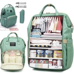 Windelrucksack für Mütter und Babys mit großer Kapazität – multifunktionales USB-Design