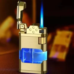 Windfestes Gasfeuerzeug - Metallfeuerzeug mit blauer Flamme