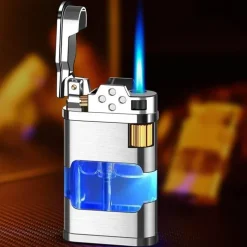 Windfestes Gasfeuerzeug - Metallfeuerzeug mit blauer Flamme