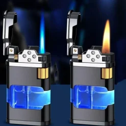 Windfestes Gasfeuerzeug - Metallfeuerzeug mit blauer Flamme