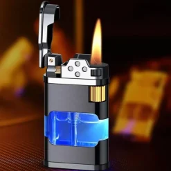 Windfestes Gasfeuerzeug - Metallfeuerzeug mit blauer Flamme