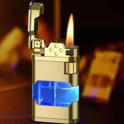 Windfestes Gasfeuerzeug - Metallfeuerzeug mit blauer Flamme