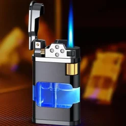 Windfestes Gasfeuerzeug - Metallfeuerzeug mit blauer Flamme