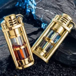 Windfestes Kerosinfeuerzeug aus Metall – Transparentes Flammendesign