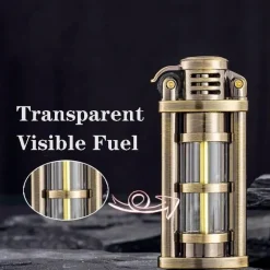 Windfestes Kerosinfeuerzeug aus Metall – Transparentes Flammendesign