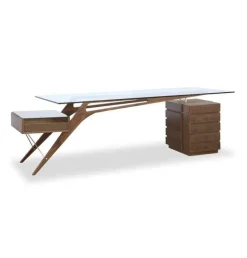 Winkelschreibtisch aus Walnussholz – Modernes Bürodekor