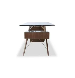 Winkelschreibtisch aus Walnussholz – Modernes Bürodekor