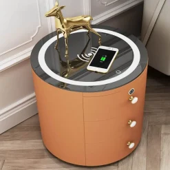 Wireless Charging Nightstand - Round Smart Bedside Table
