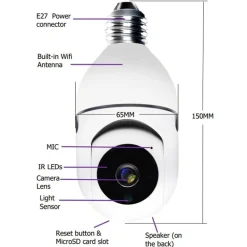 360-WLAN-Glühbirnen-Kamera mit automatischer Verfolgung