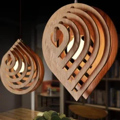Wooden Water Drop Pendant Light - Unique Hanging Lamp